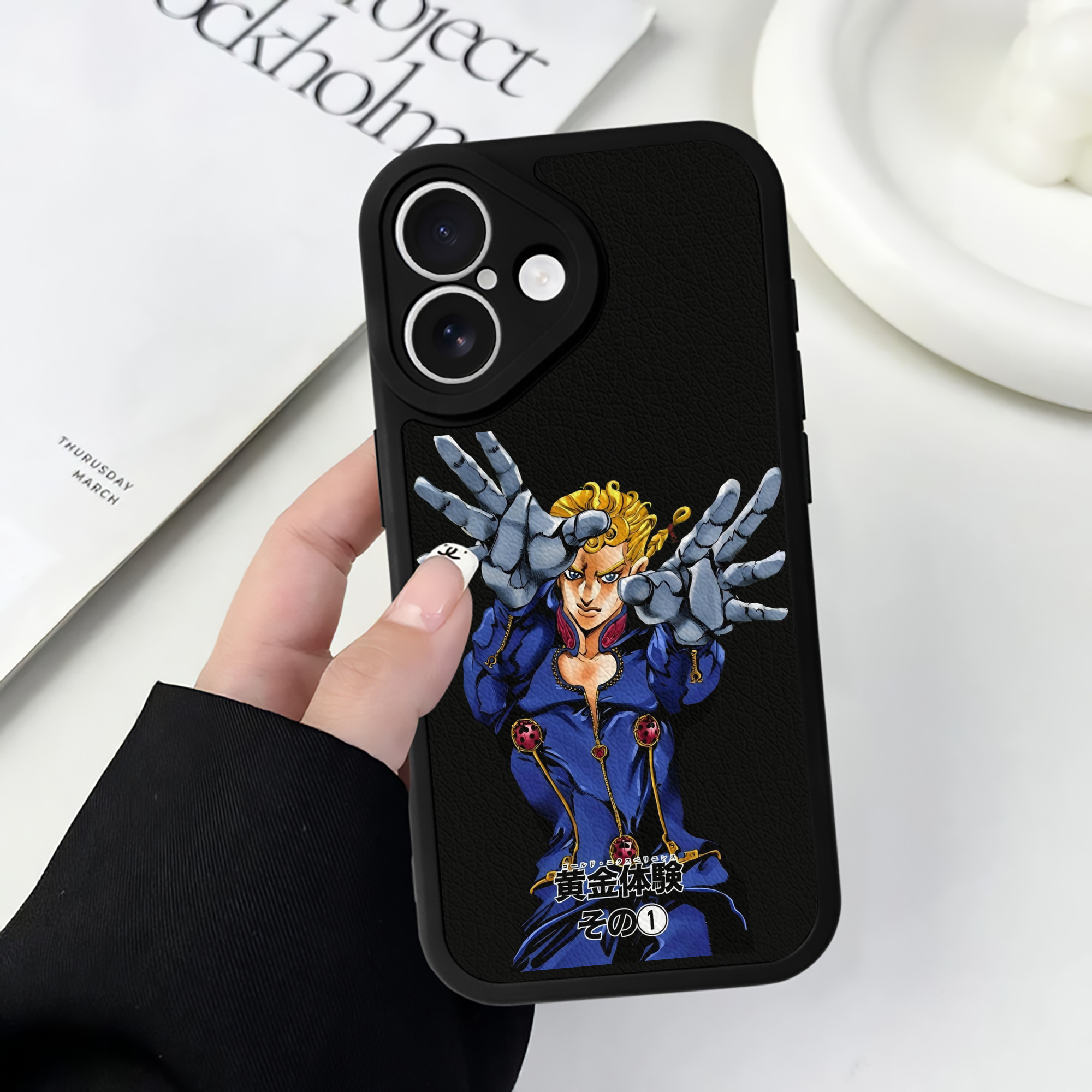 （画像用） ジョジョの奇妙な冒険 ジョルノ?ジョバァーナ JoJo's Bizarre Adventure Giorno Giovanna 【iPhone 16シリーズ対応】シリコンスマホケース（レザー調） 材質：シリコン